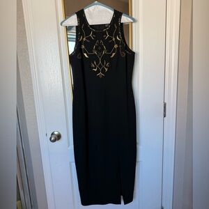 Carole Little - Black Dress with Gold Embroidery